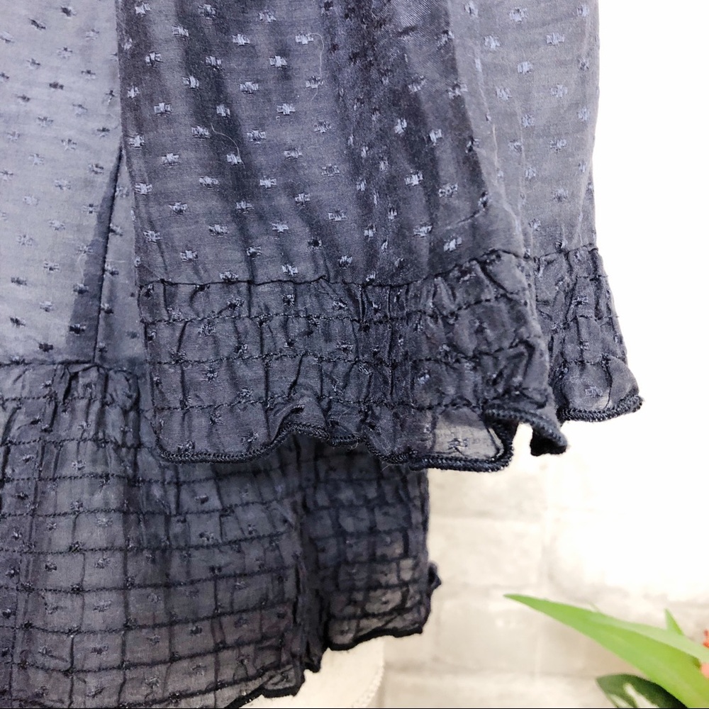ANTHRO MOON COLLECTION Navy Silk Ruffle Blouse Sm - Picture 10 of 15